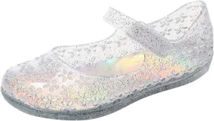 Toddler Girl Jelly Sandals Kids Cute Floral Mary Jane Shoes Summer Casual Dance Party Closed Toe Princess Flat Sandal