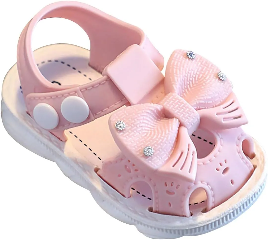 Toddler Girls Bowknot Closed Toe Soft Sole Beach Sandals Small Children's Summer Non Slip Casual Outdoor Shoes