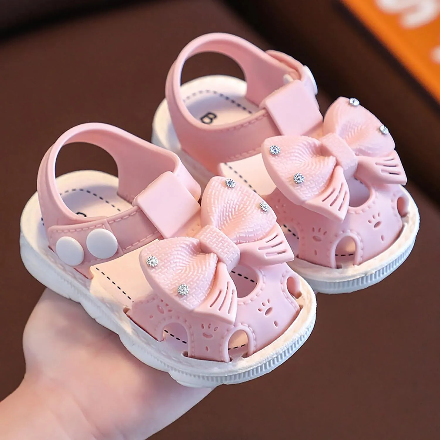 Toddler Girls Bowknot Closed Toe Soft Sole Beach Sandals Small Children's Summer Non Slip Casual Outdoor Shoes