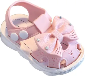Toddler Girls Bowknot Closed Toe Soft Sole Beach Sandals Small Children's Summer Non Slip Casual Outdoor Shoes