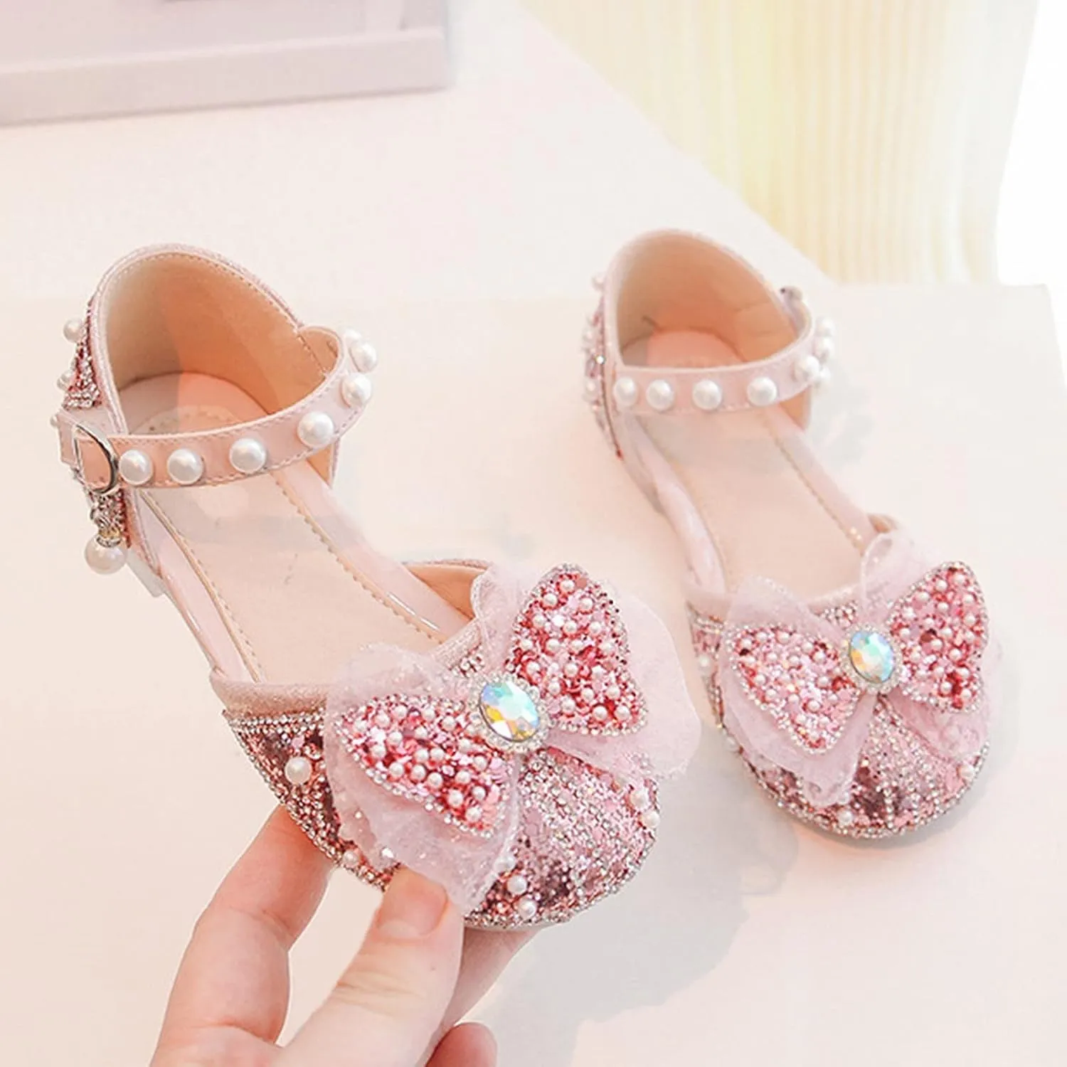 Toddler Girls Indoor Shoes Girl Shoes Autumn Little Girl Fashionable Princess Shoes Bow Soft Sole Baby Cool