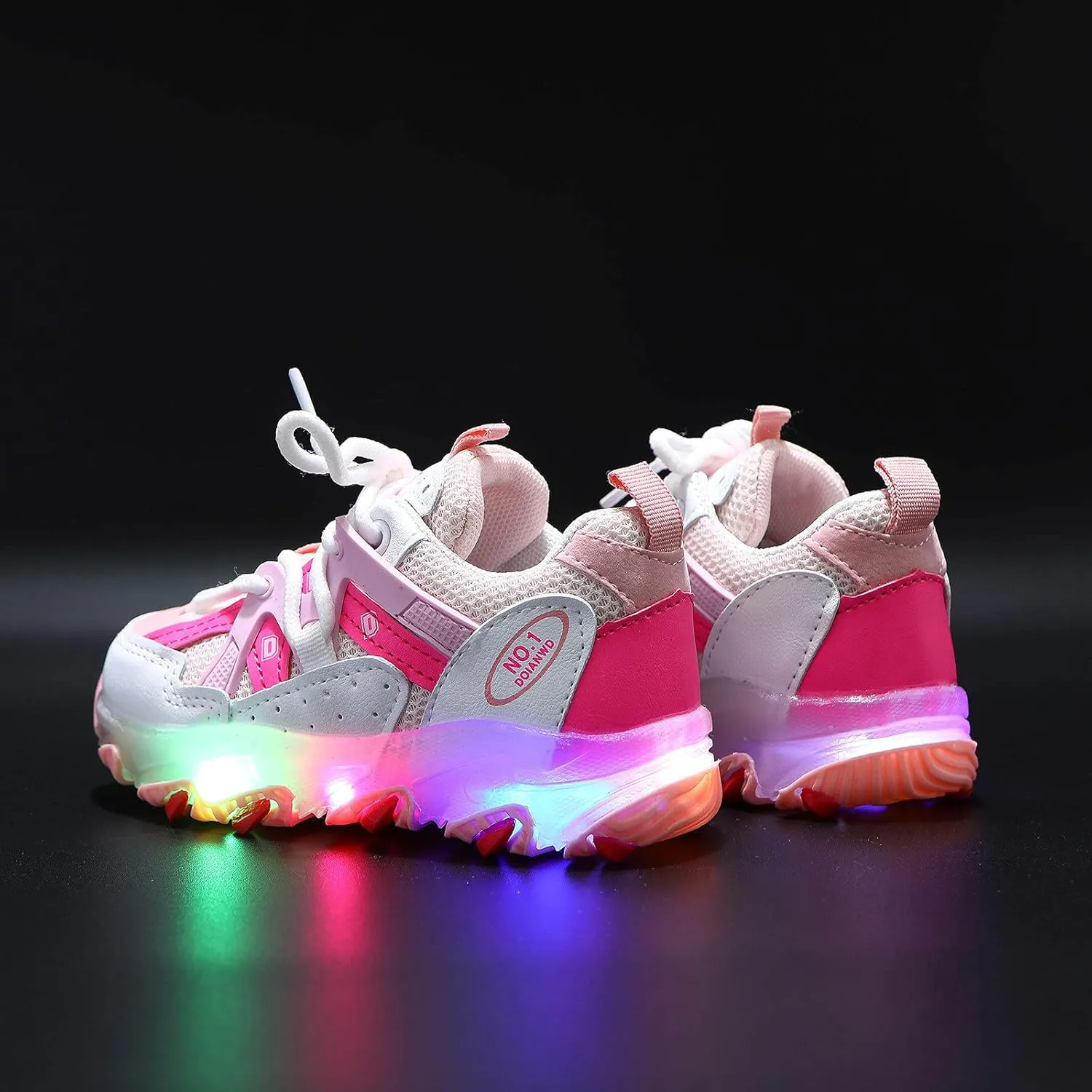 Toddler Girls Light Up Shoes Sneakers 1-7Years Baby Boys Letter Led Light Luminous Running Sport Boots Shoes (Pink-02#A, 18-24Months)