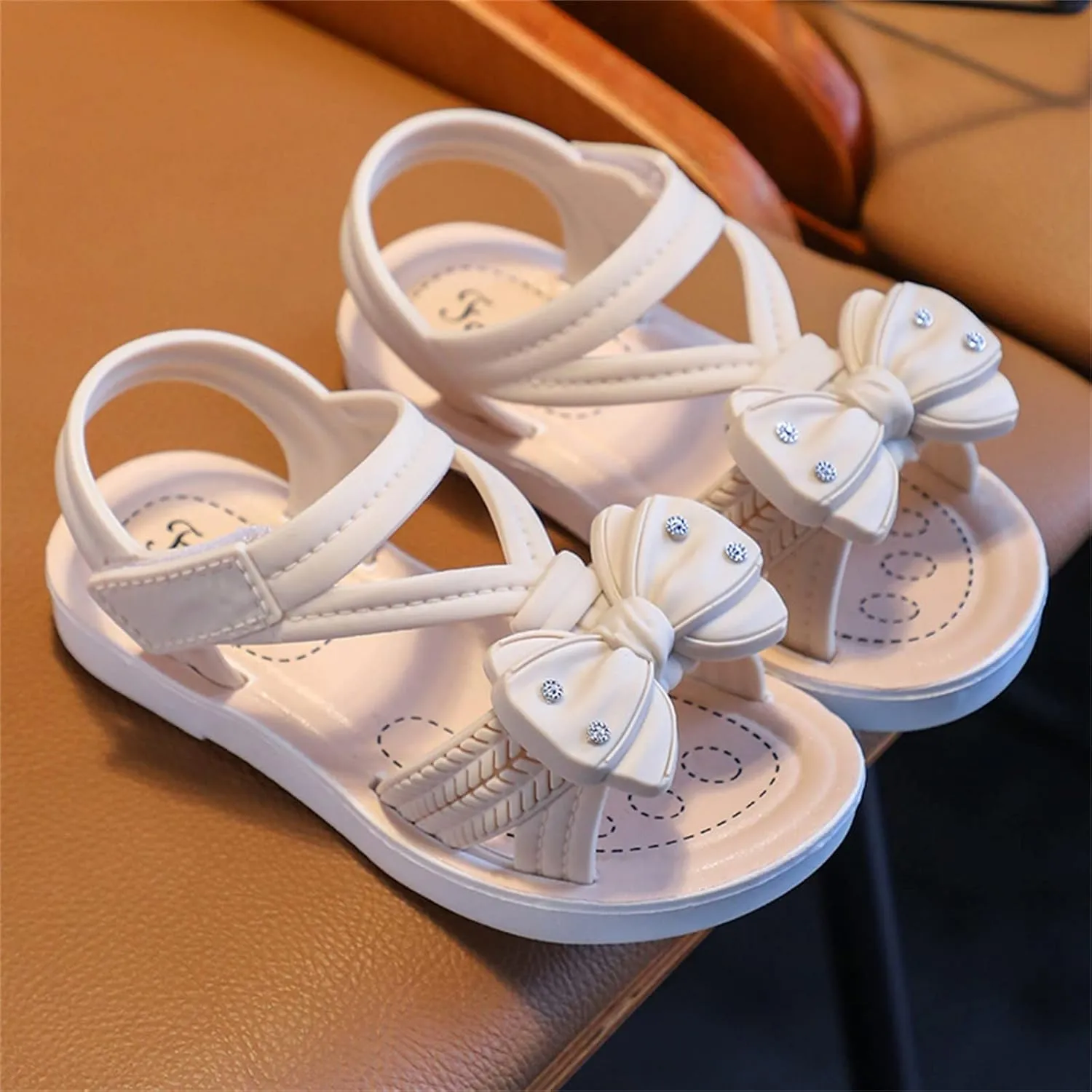 Toddler Girls Open Toe Bow Sandals 2025 Summer Fashion Lightweight Comfortable Soft Sole Baby Princess Dress Shoes