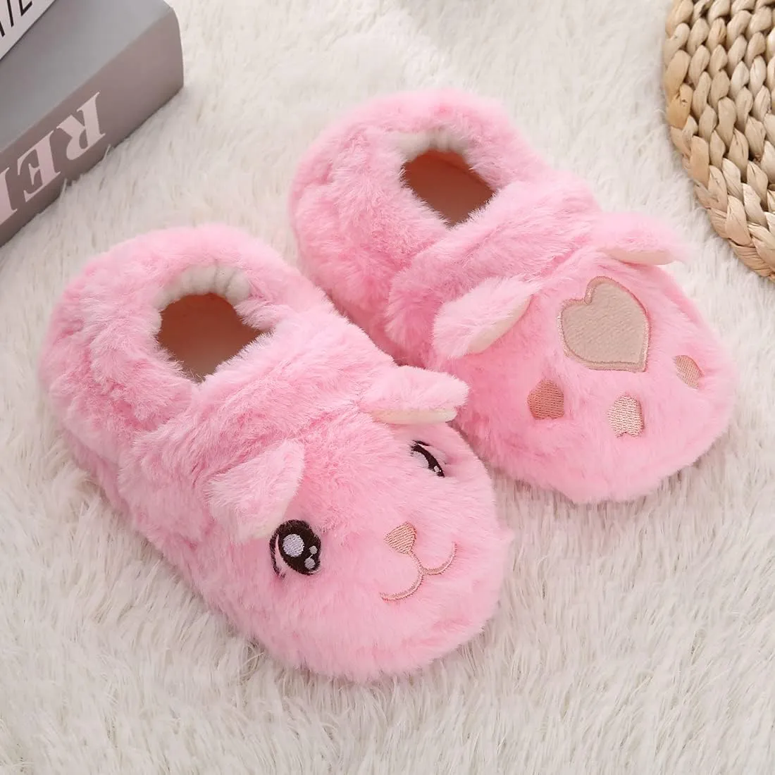 Toddler Girls Slippers Cartoon Plush Warm Shoes