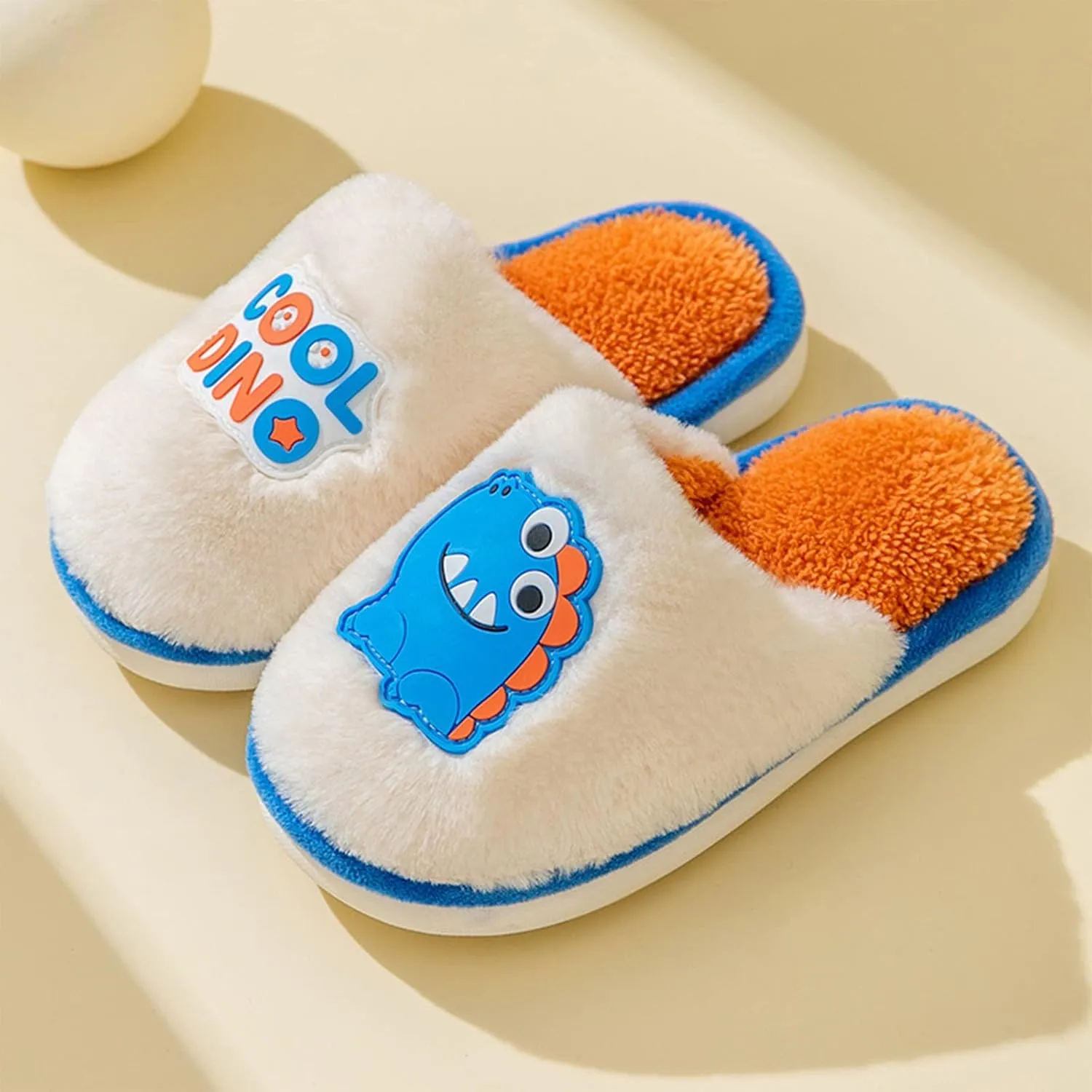 Toddler House Shoes Boys Non Slip Dinosaur Slipper Baby Plush Warm Slip On Slippers Soft Sole Baby Walking Shoes