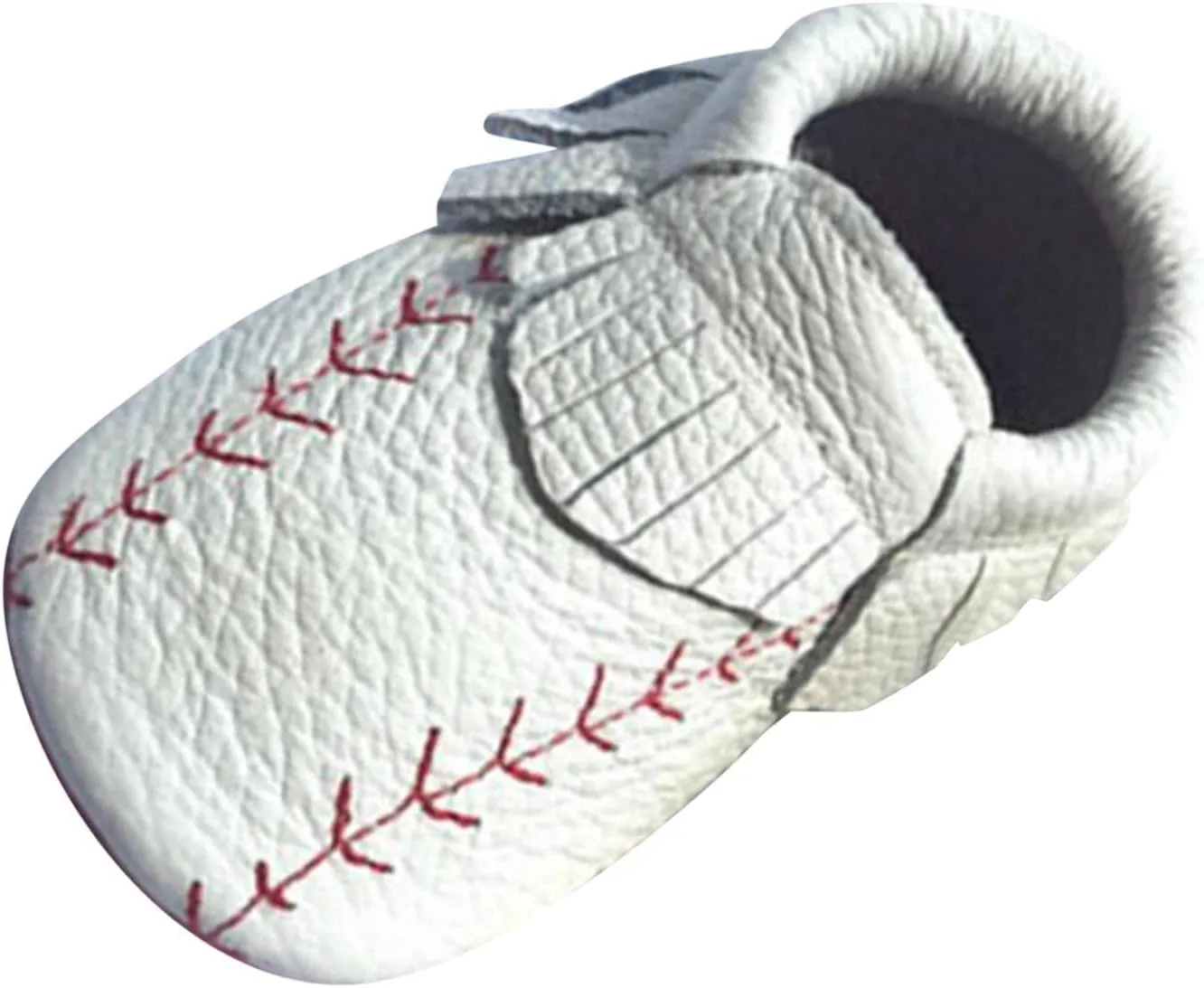Toddler Infant Baseball Pattern Leather Shoes Unisex Soft Sole Slip On Prewalker Casual Sports Athletic Sneaker