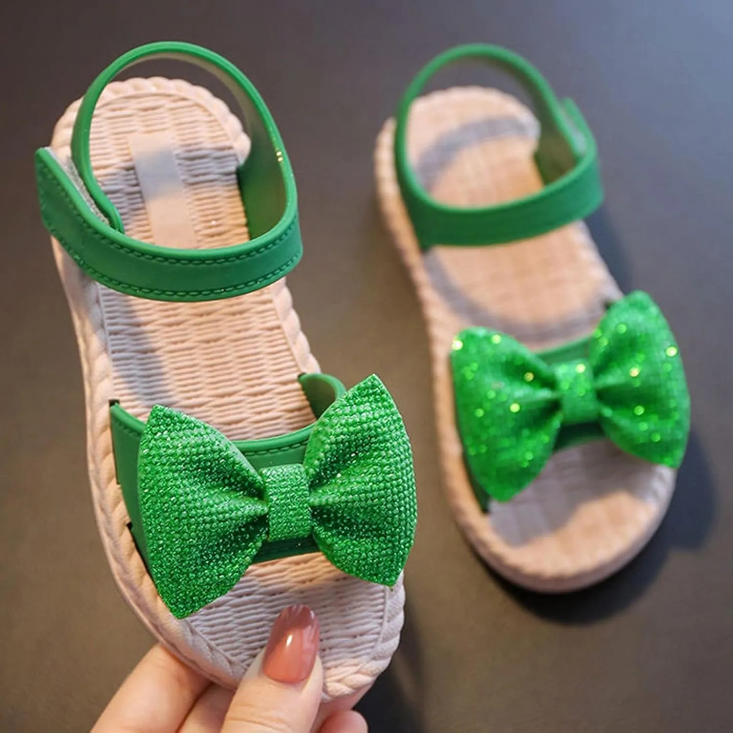 Toddler Kids Infant Girls Soild Bowknot Princress Shoes Soft Sole Non Slip First Walkers Prewalker Girls Wedding Sandals