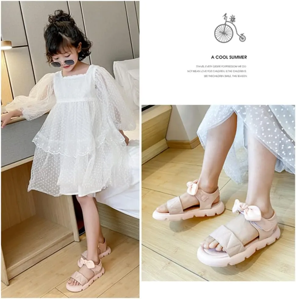 Toddler Little Big Kids Baby Girls Sandals Summer Bling Bowknot Princess Dress Beach Sandal Shoes Open-Toe Soft Sole Anti-Slip Flat