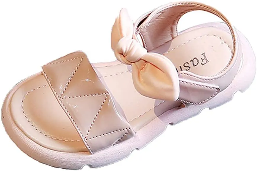 Toddler Little Big Kids Baby Girls Sandals Summer Bling Bowknot Princess Dress Beach Sandal Shoes Open-Toe Soft Sole Anti-Slip Flat