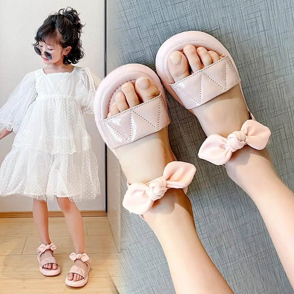 Toddler Little Big Kids Baby Girls Sandals Summer Bling Bowknot Princess Dress Beach Sandal Shoes Open-Toe Soft Sole Anti-Slip Flat
