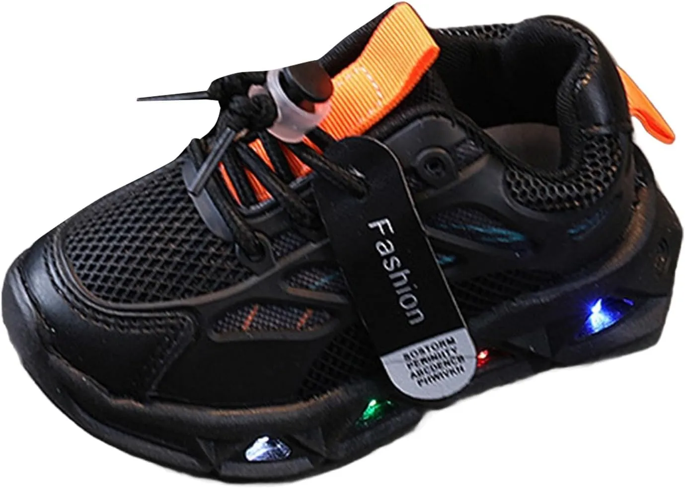 Toddler Rubber Mesh Sneaker Light Up Glitter Shoelace Ankle First Walking Shoes Baby Infant Boys Running Sport Shoes