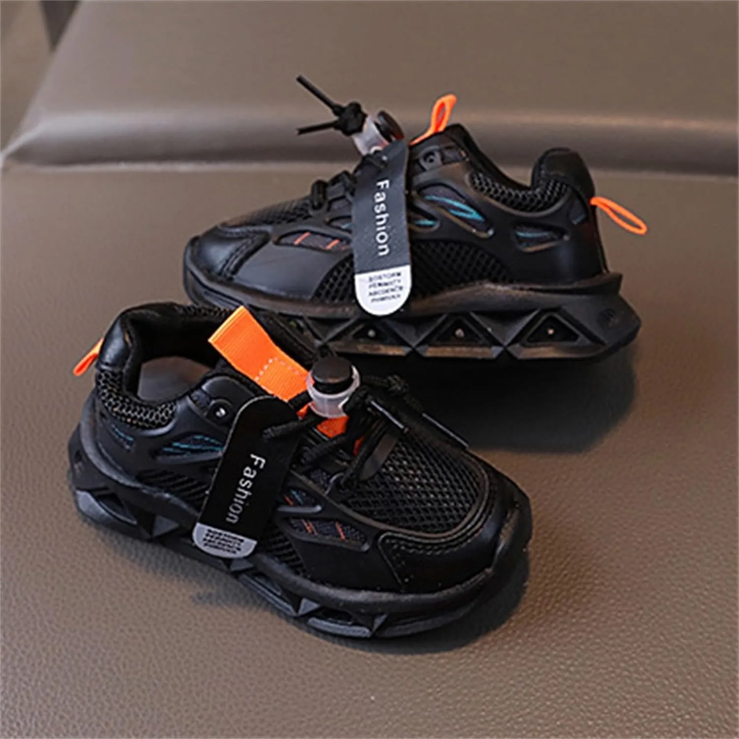 Toddler Rubber Mesh Sneaker Light Up Glitter Shoelace Ankle First Walking Shoes Baby Infant Boys Running Sport Shoes
