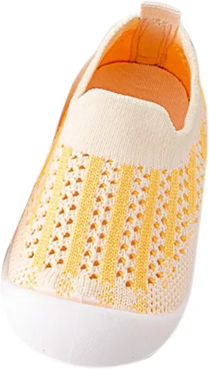 Toddler Shoes Mesh Slip On Socks Shoes Soft Sole Non Slip Wear Out Toddler Floor Shoes for Little Boys Girls (Yellow-03#gf, 15-18M)