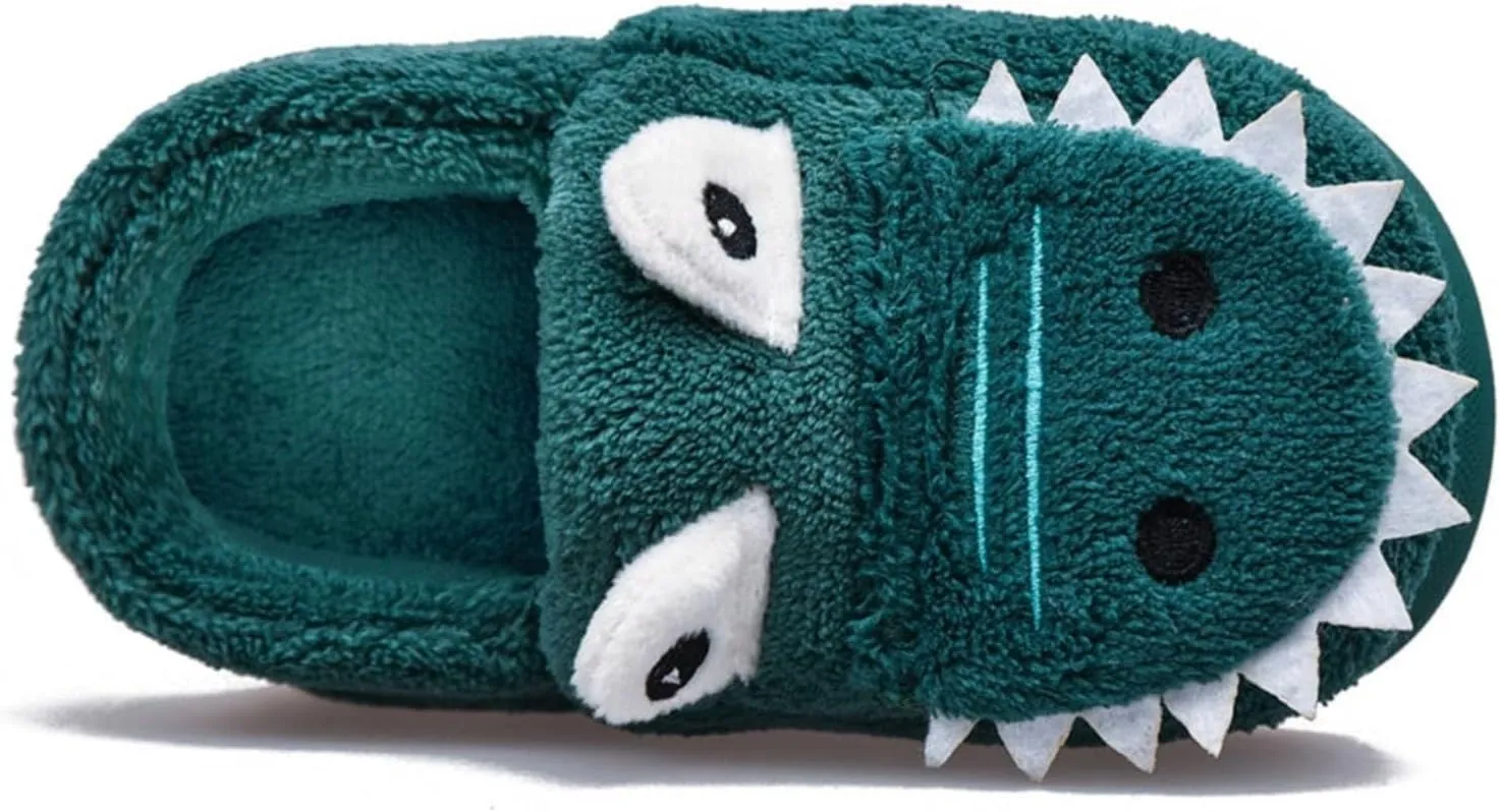 Toddler Slippers Winter Girl Boy Cute Dinosaur House Slipper Kids Warm Fuzzy Slippers Soft Plush Indoor Baby Shoes