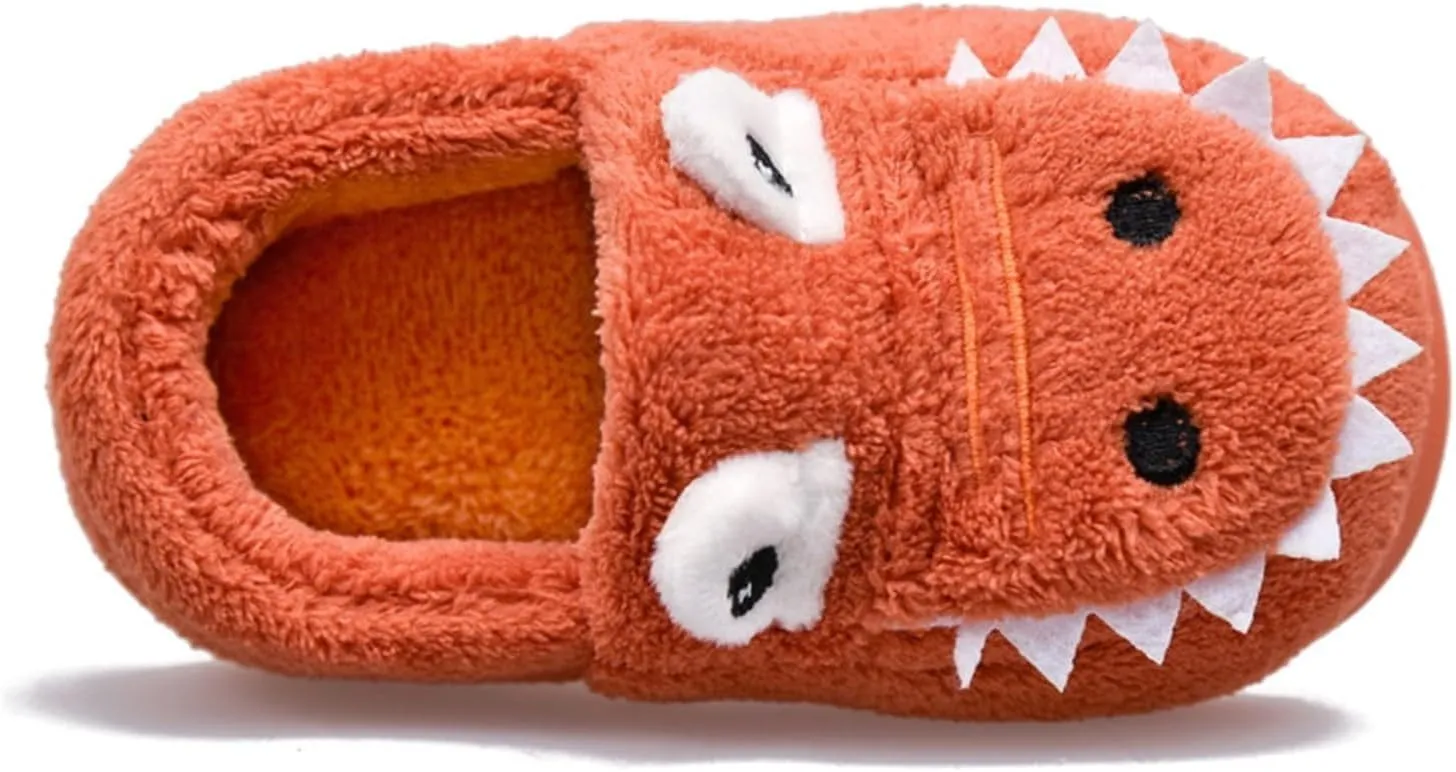 Toddler Slippers Winter Girl Boy Cute Dinosaur House Slipper Kids Warm Fuzzy Slippers Soft Plush Indoor Baby Shoes