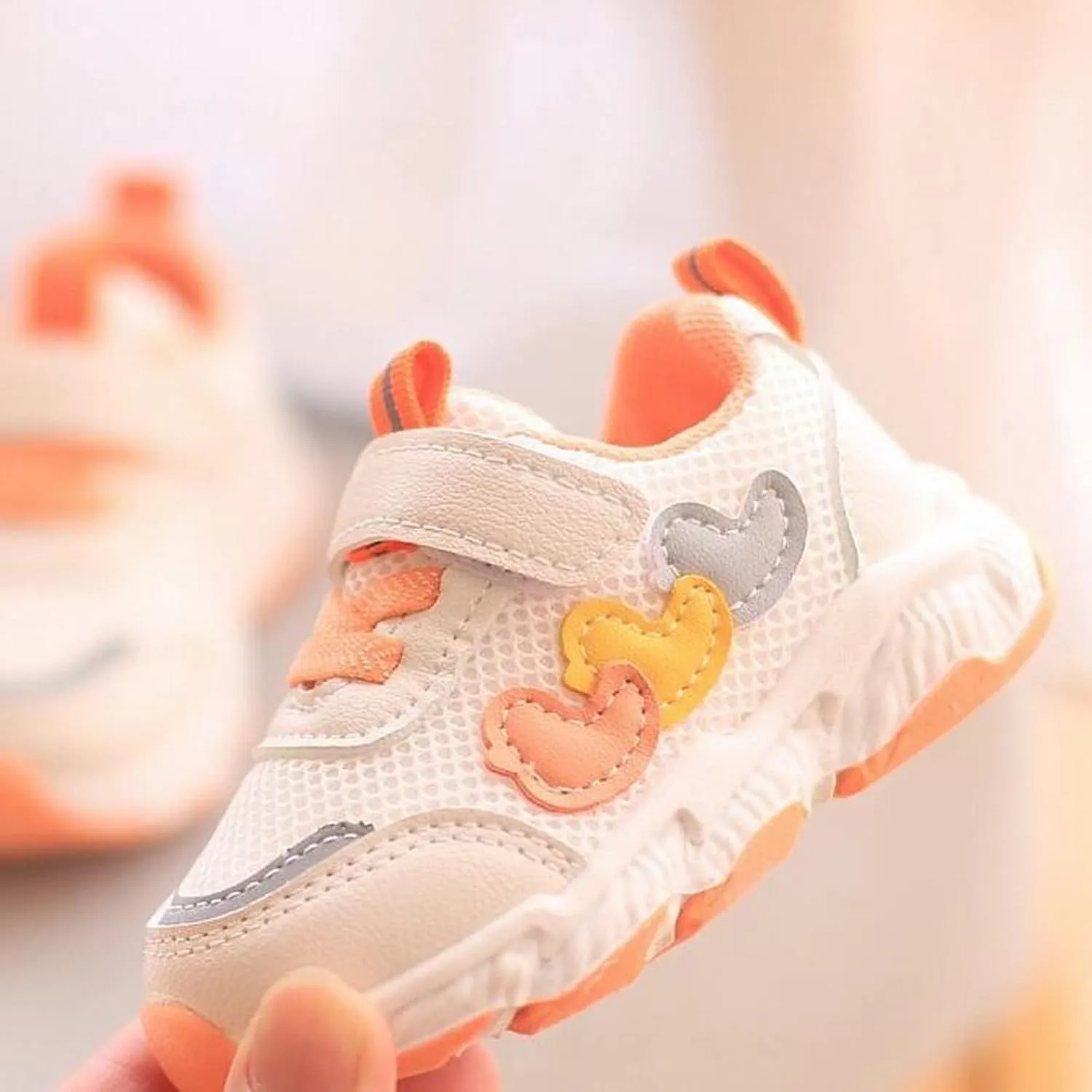 Toddler Sneakers Children's Sports Mesh Shoes Unisex Heart Decoration for Kids 3 to 18 Toddler Shoes Boys Size 6 Wide