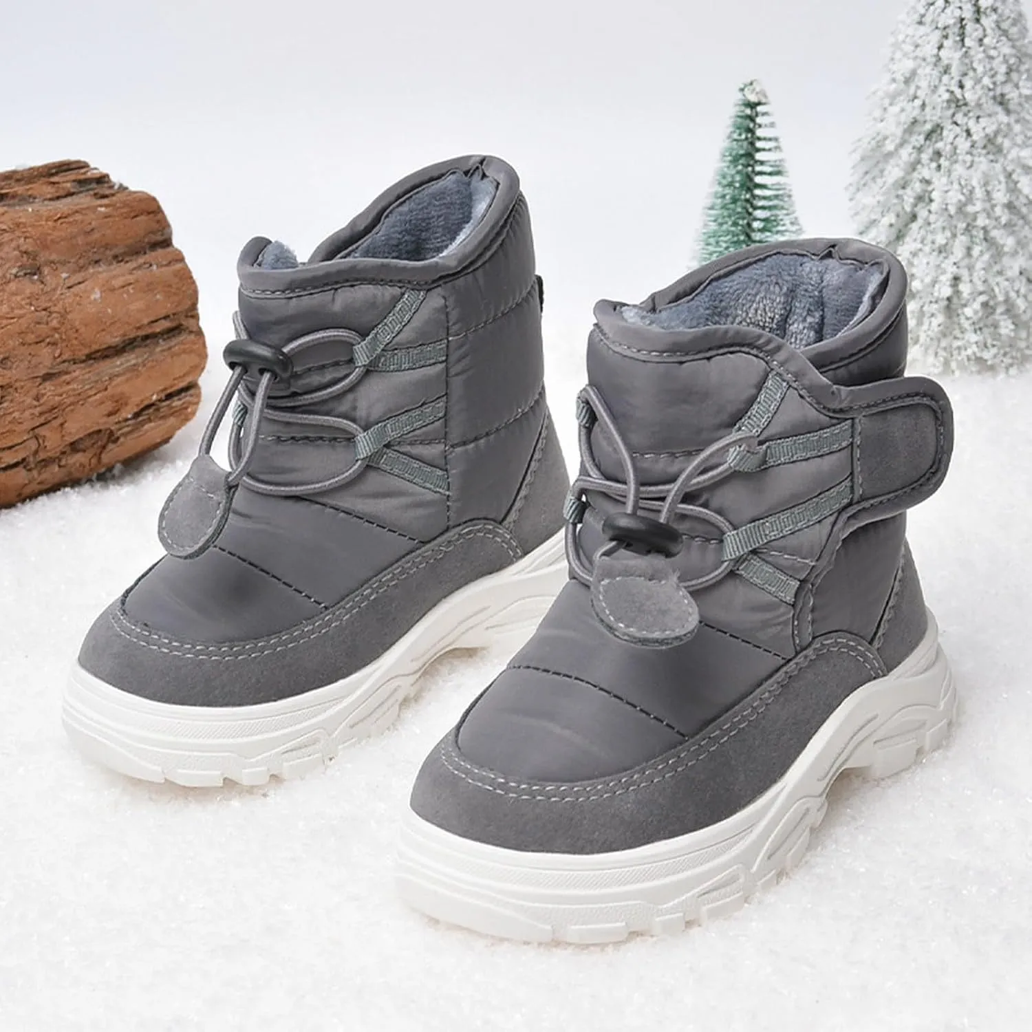 Toddler Snow Booties Open Toe Winter Ski Shoes Boys Kids Childrens Soft Sole Non Slip Fuzzy Warm Shoes Fashion Comfy