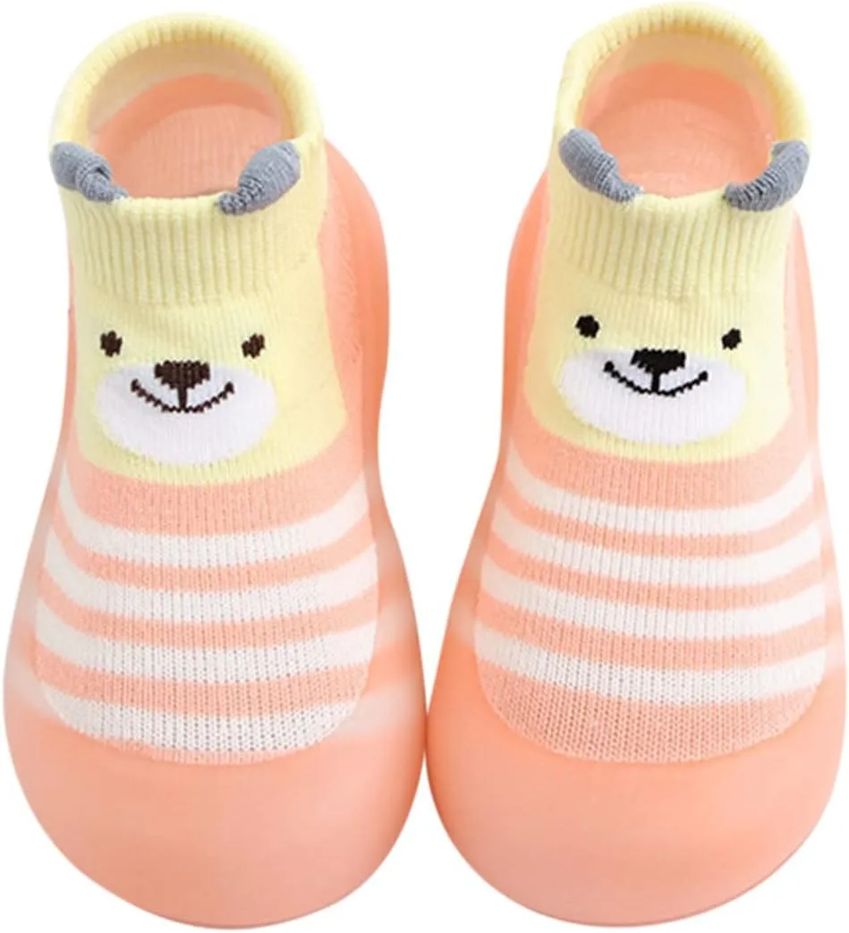 Toddler Sock Shoes,Baby Boys Girls Non Slip Flat Socks Shoes Lightweight Cute Cartoon Duck Bear Pattern Boys Shoes