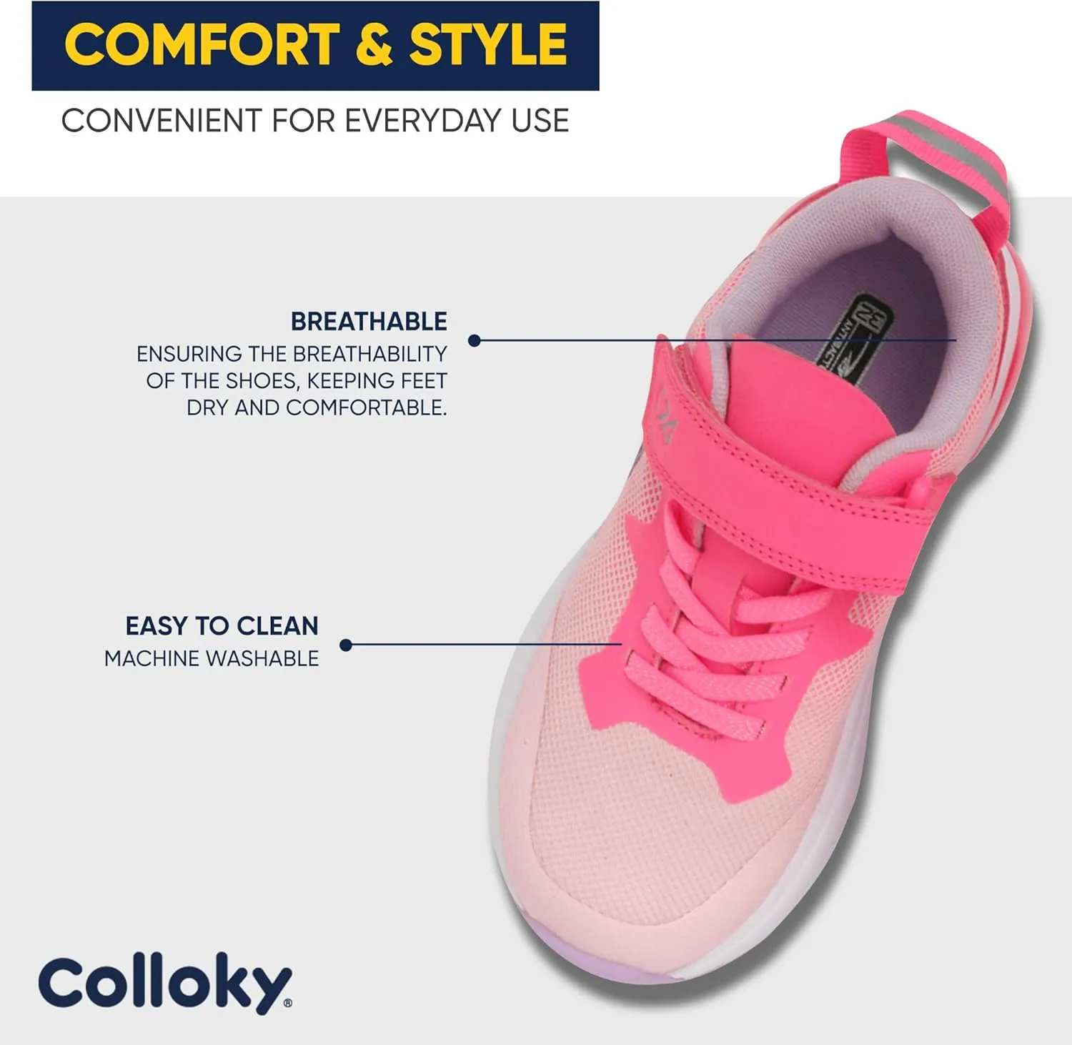 Toddler Sport Shoes for Boys and Girls - Washable Sneakers, Lightweight Design with Soft Soles & Adjustable Strap for Active Kids