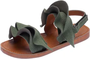 Toddler Tow Buckles Dew Toe Sandals Rubber Ruffle Shoes Non-Slip Jelly Toddler Baby Girl Shoes Breathable Shoes