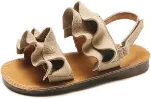 Toddler Tow Buckles Dew Toe Sandals Rubber Ruffle Shoes Non-Slip Jelly Toddler Baby Girl Shoes Breathable Shoes