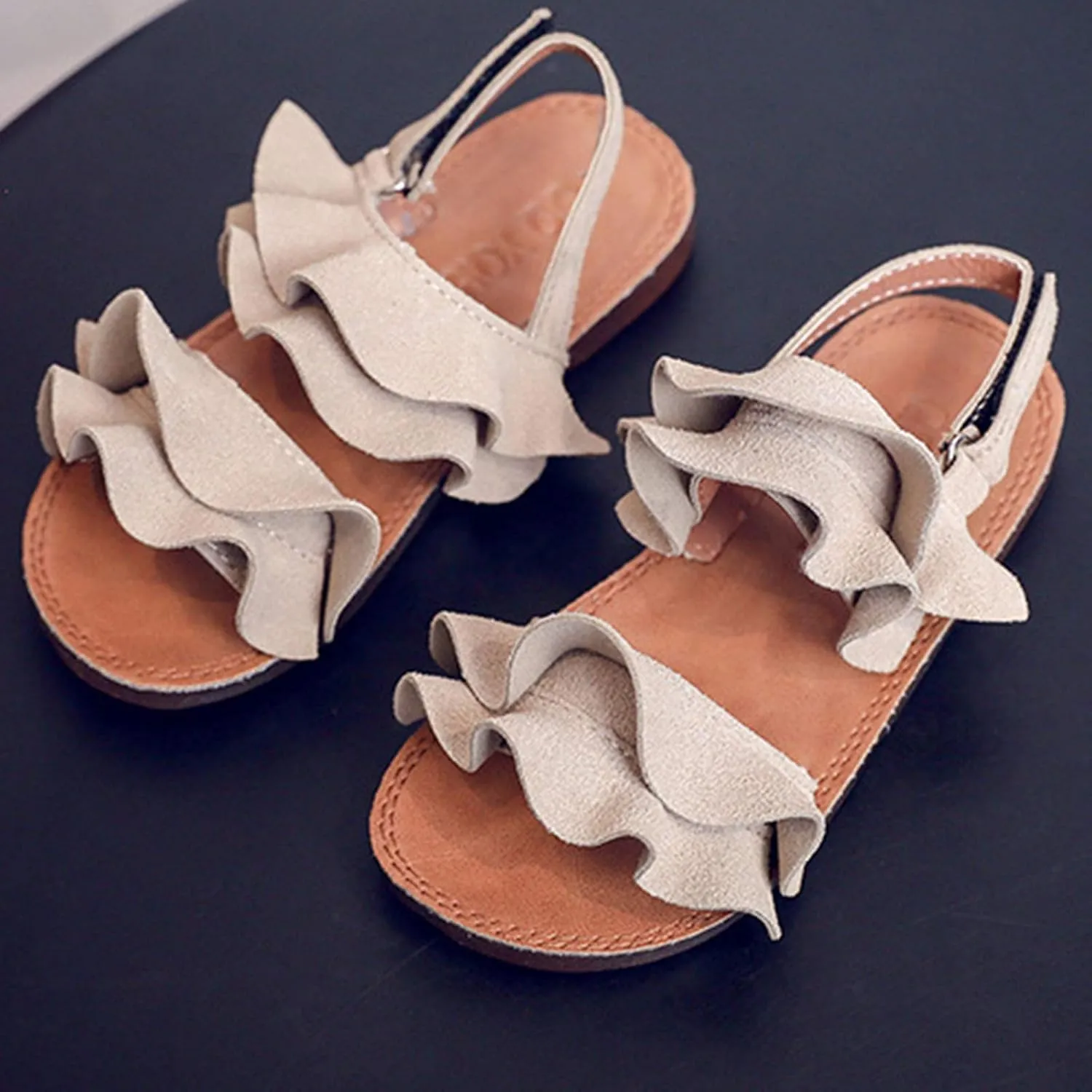 Toddler Tow Buckles Dew Toe Sandals Rubber Ruffle Shoes Non-Slip Jelly Toddler Baby Girl Shoes Breathable Shoes