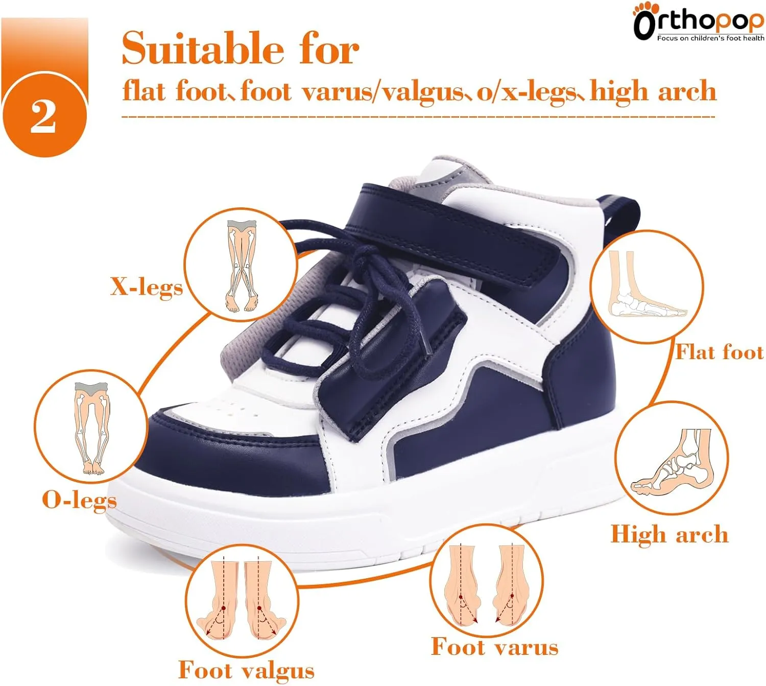 Toddlers Orthopedic Shoes with Ankle and Arch Support,Thick Sole Sneakers
