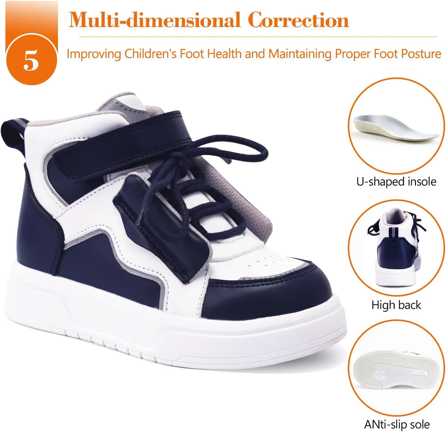 Toddlers Orthopedic Shoes with Ankle and Arch Support,Thick Sole Sneakers