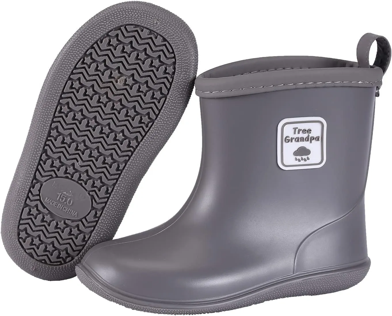 Tree Grandpa Toddler Rain Boots Baby Kids Easy-on Rain shoes Children Waterproof Shoes for Boys Girls(1-6 Years)