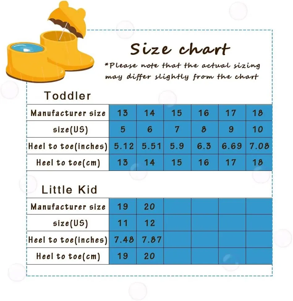 Tree Grandpa Toddler Rain Boots Baby Kids Easy-on Rain shoes Children Waterproof Shoes for Boys Girls(1-6 Years)