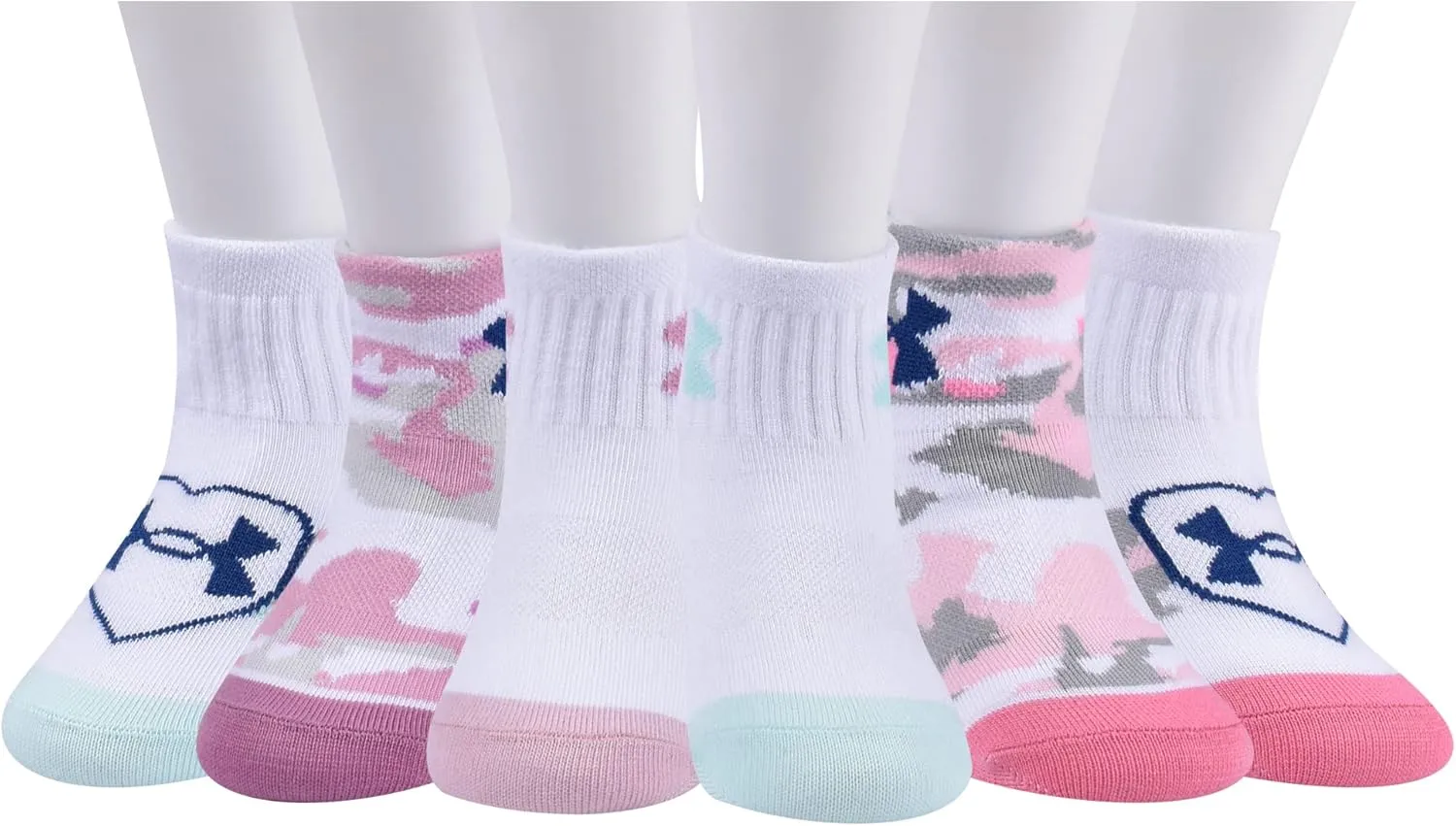 Under Armour Baby Girls Multi Pack Camo Heart Essentials Quarter Sock
