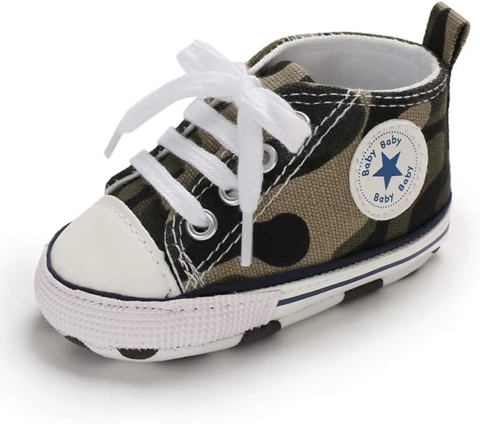 Unisex Baby Girls Boys Canvas High-top Shoes, Newborn Infant Anti-Slip Soft Sole Frist Walking Breathable Sneakers