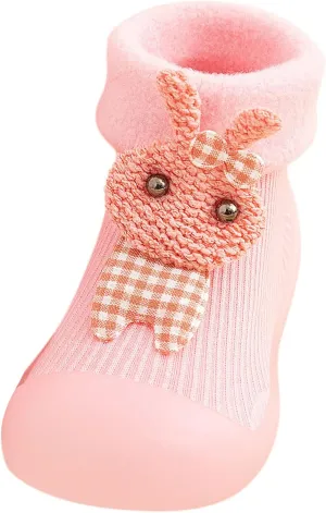 Unisex Toddler GirlsFirst Walking Shoes Kids Toddler Baby Boys Girls Solid Warm Knit Soft Sole Rubber (Pink, 26-27)