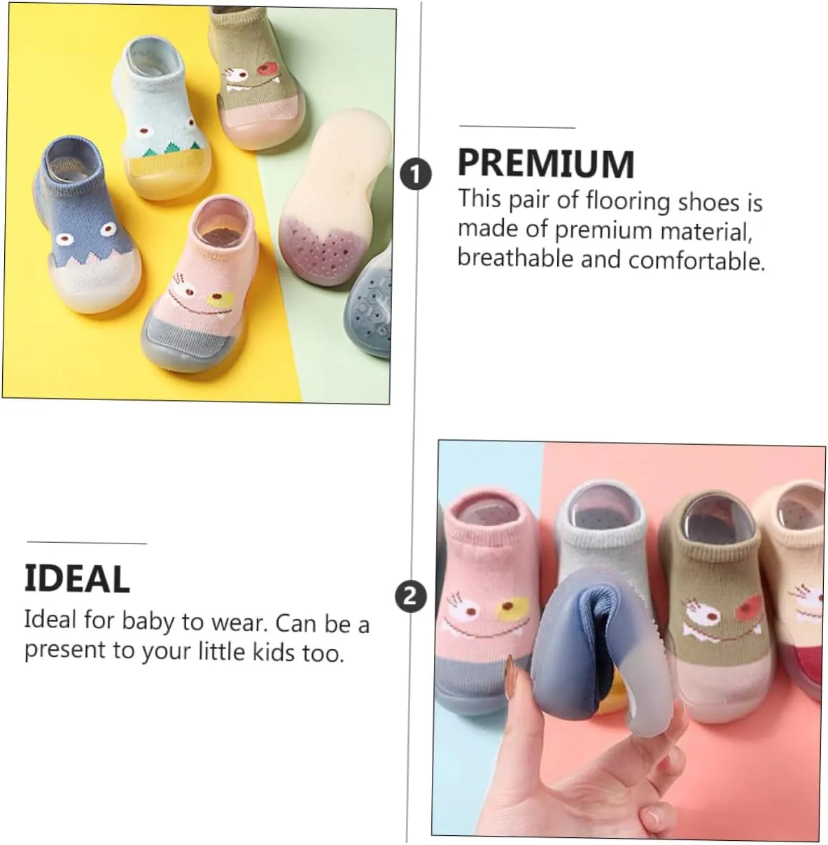 VALICLUD Socks Shoes First Babies Slipper Socks House Shoes Non Socks White Indoor Knitted Walking