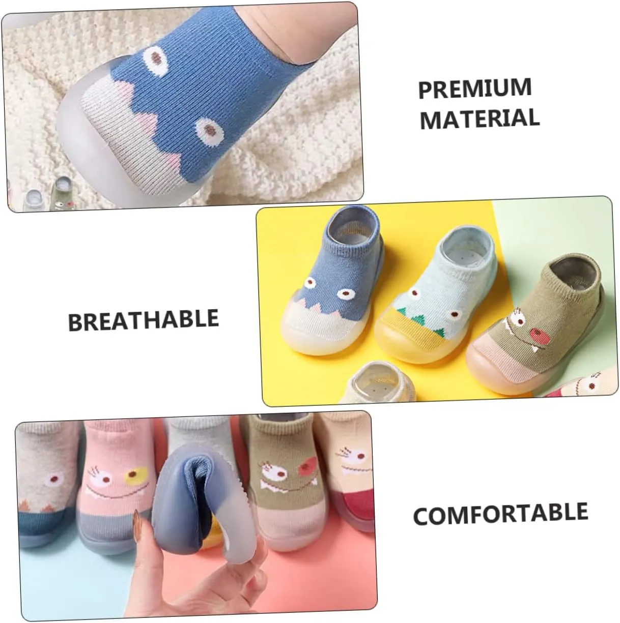 VALICLUD Socks Shoes First Babies Slipper Socks House Shoes Non Socks White Indoor Knitted Walking