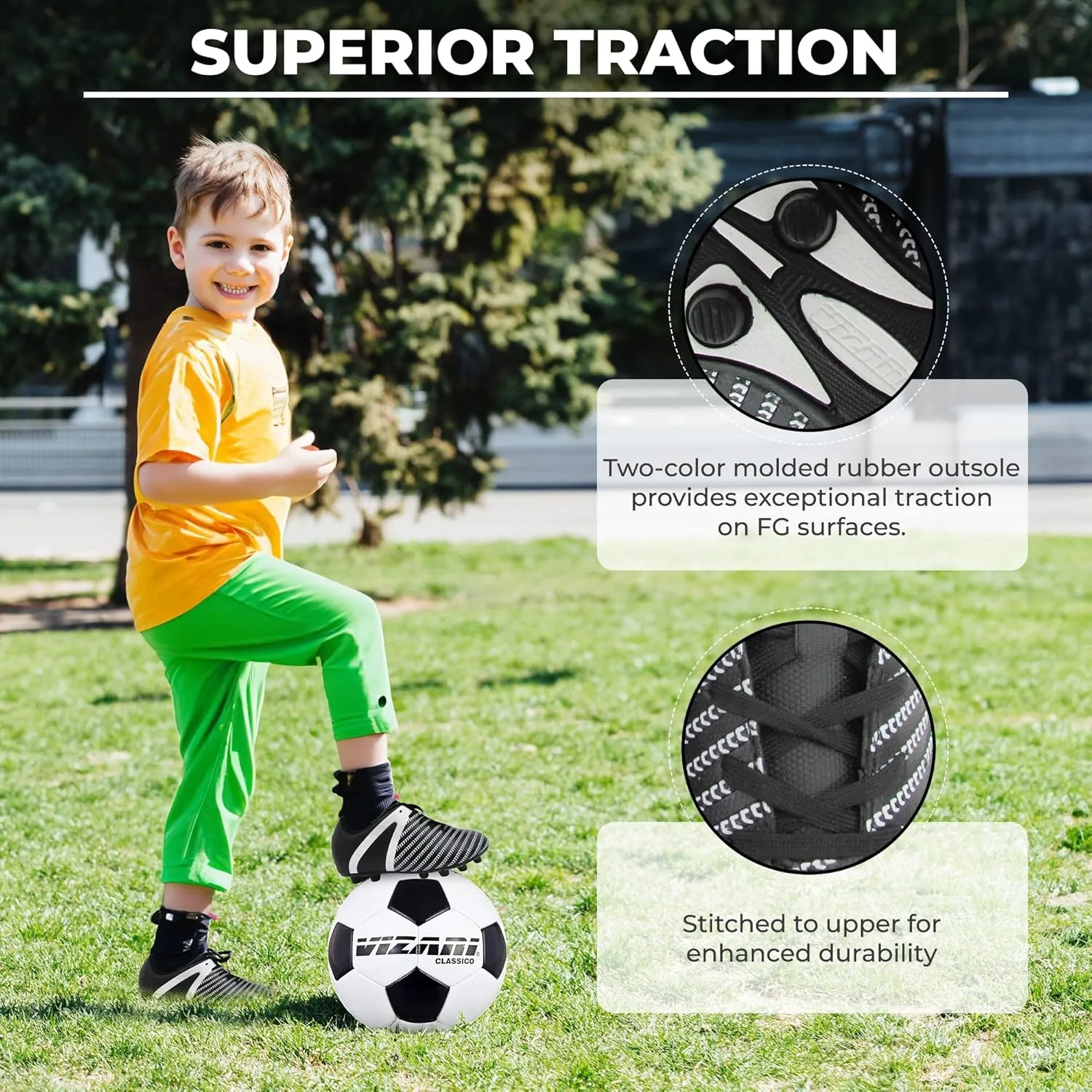 Vizari USA Impact Soccer Cleats for Kids  Youth Firm Ground Football Shoes | Breathable Design for Toddler, Little Kid & Big Kid Players