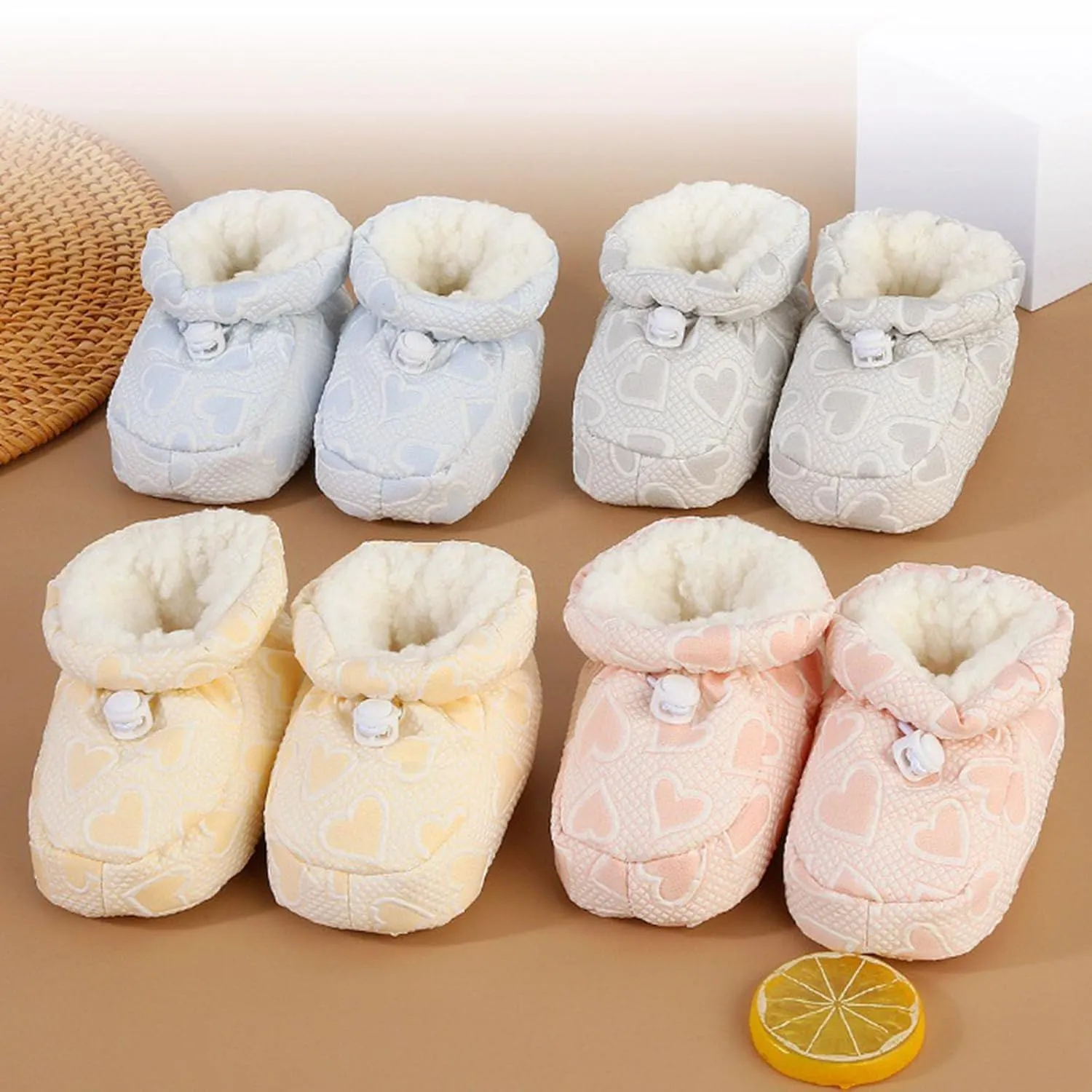 Warm Fur Baby Boots, Baby Plush Cotton Toddler Shoes, Cozy Fleece Baby Booties, Soft Sole Warm Booties (Yellow,11.5cm/8-11 Months)