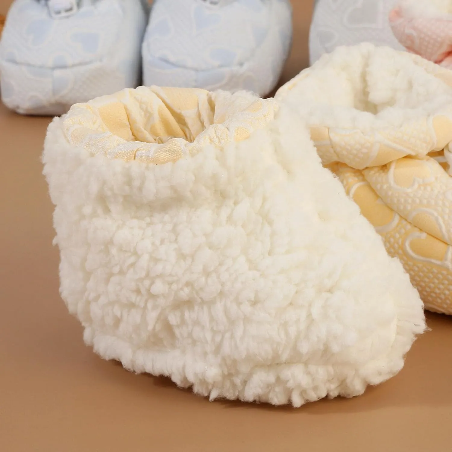 Warm Fur Baby Boots, Baby Plush Cotton Toddler Shoes, Cozy Fleece Baby Booties, Soft Sole Warm Booties (Yellow,11.5cm/8-11 Months)