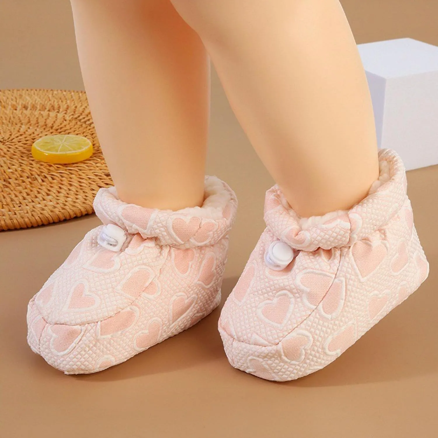 Warm Fur Baby Boots, Baby Plush Cotton Toddler Shoes, Cozy Fleece Baby Booties, Soft Sole Warm Booties (Yellow,11.5cm/8-11 Months)