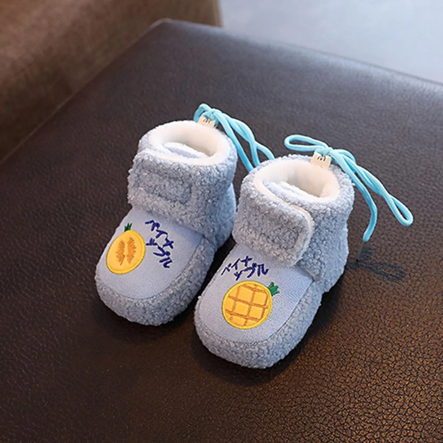 Winter Warm Baby First Walking Boots Cute Fruit Pattern Soft Sole Comfy Anti Slip Shoes Lightweight Breathable