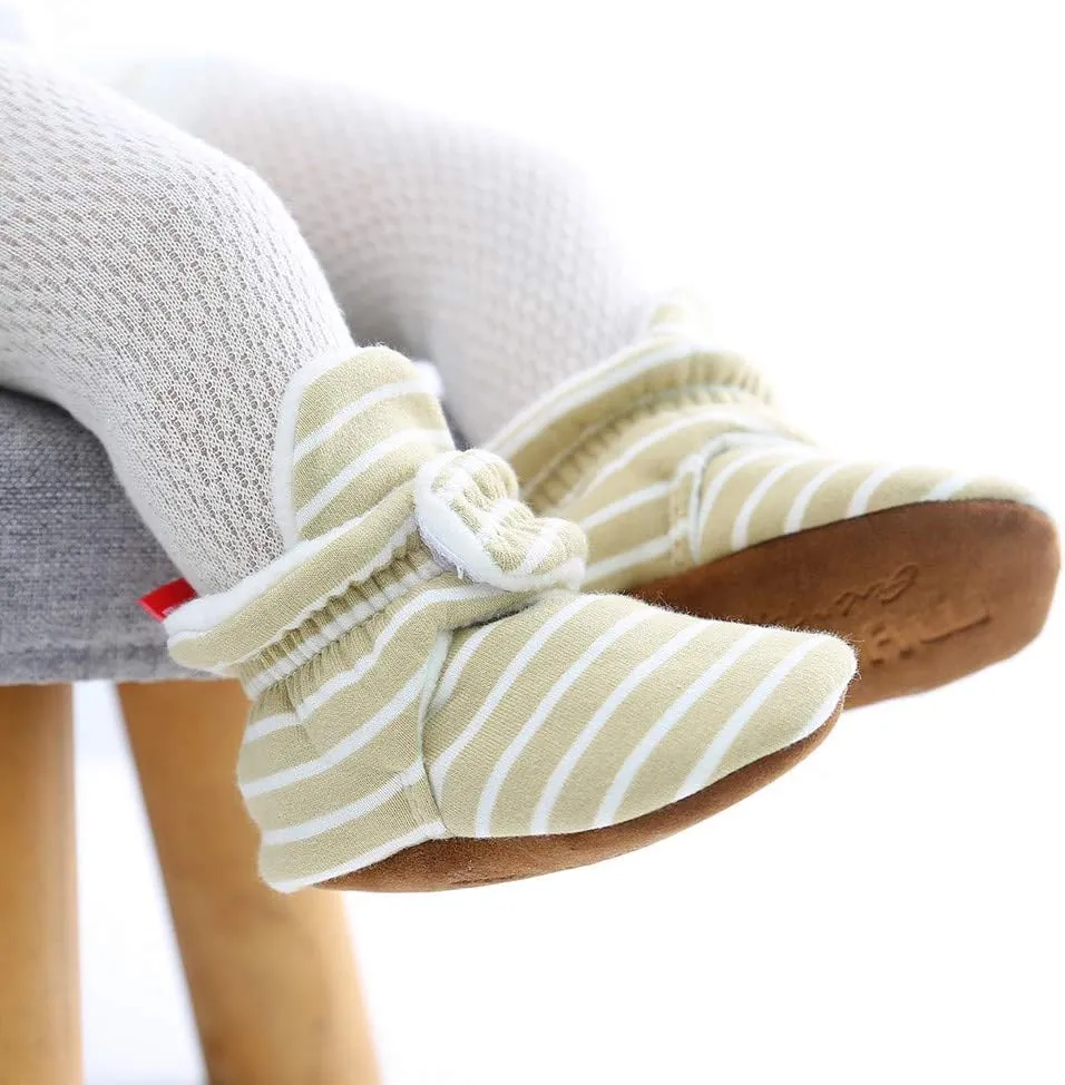 WUAI Baby Boys Girls Cozy Fleece Booties Anti-Slip Socks Soft Sole Toddler Warm Winter Boots First Walkers Crib Shoes