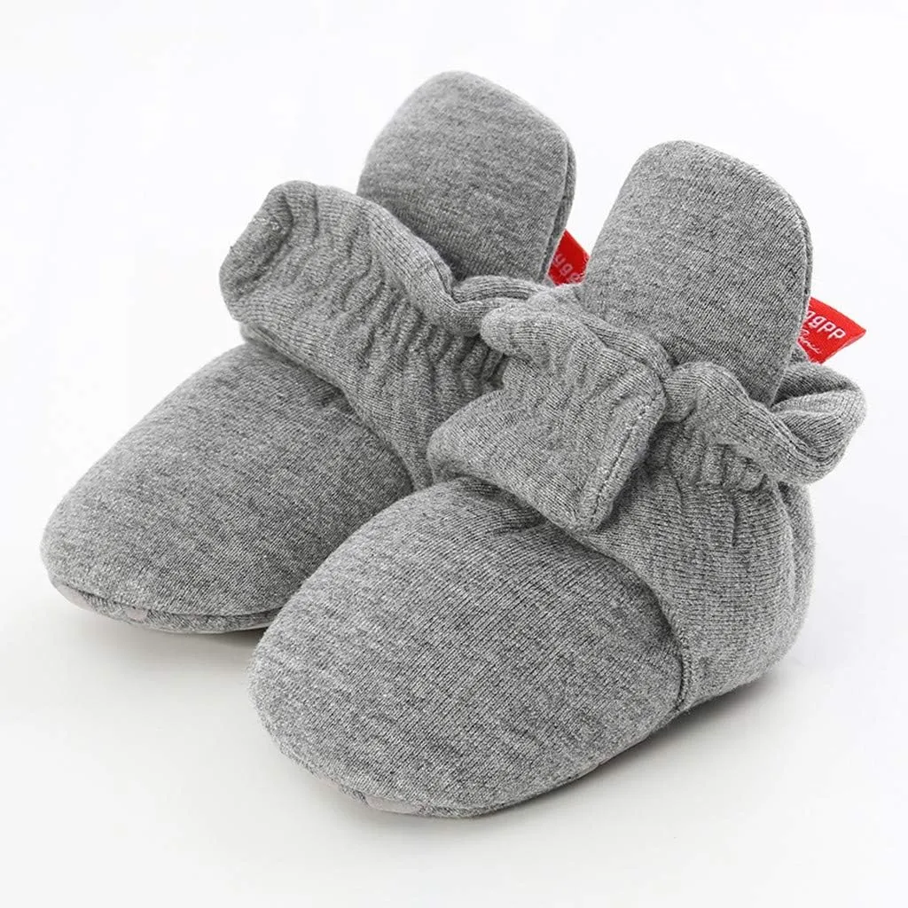 WUAI Newborn Infant Baby Girls Boys Cotton Booties Soft Sole Slippers Shoes Non-Skid Sock Boots Grippers As Gift