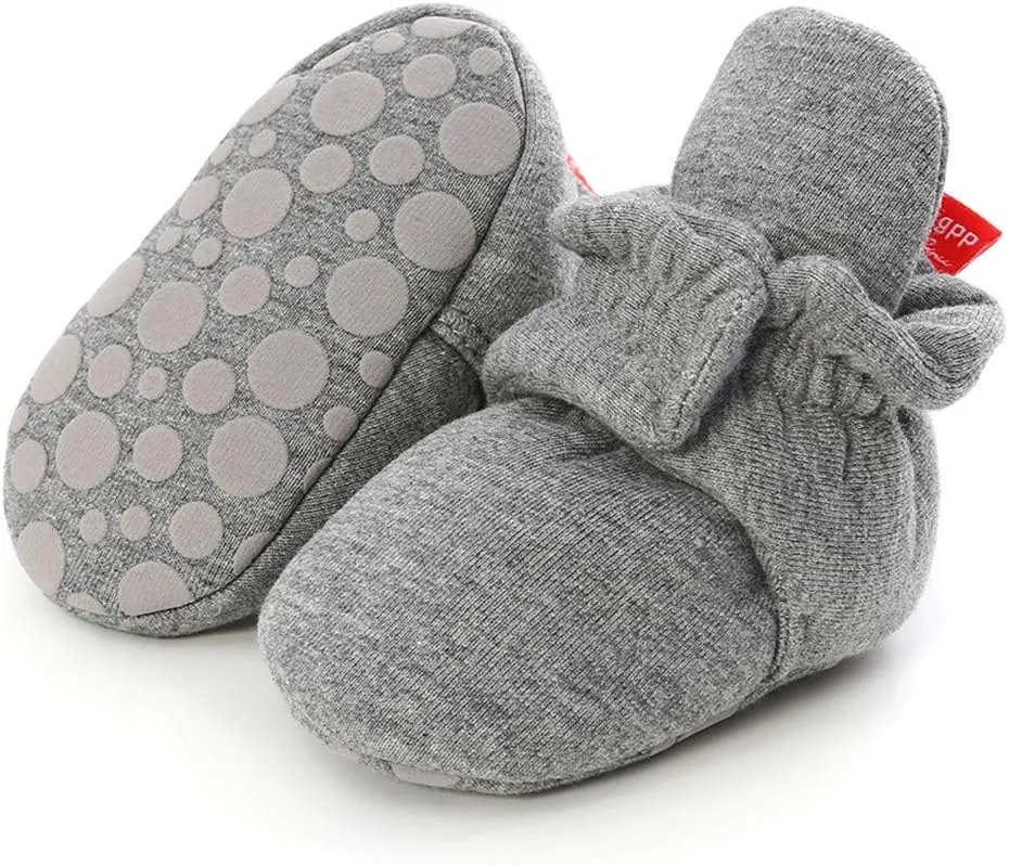 WUAI Newborn Infant Baby Girls Boys Cotton Booties Soft Sole Slippers Shoes Non-Skid Sock Boots Grippers As Gift