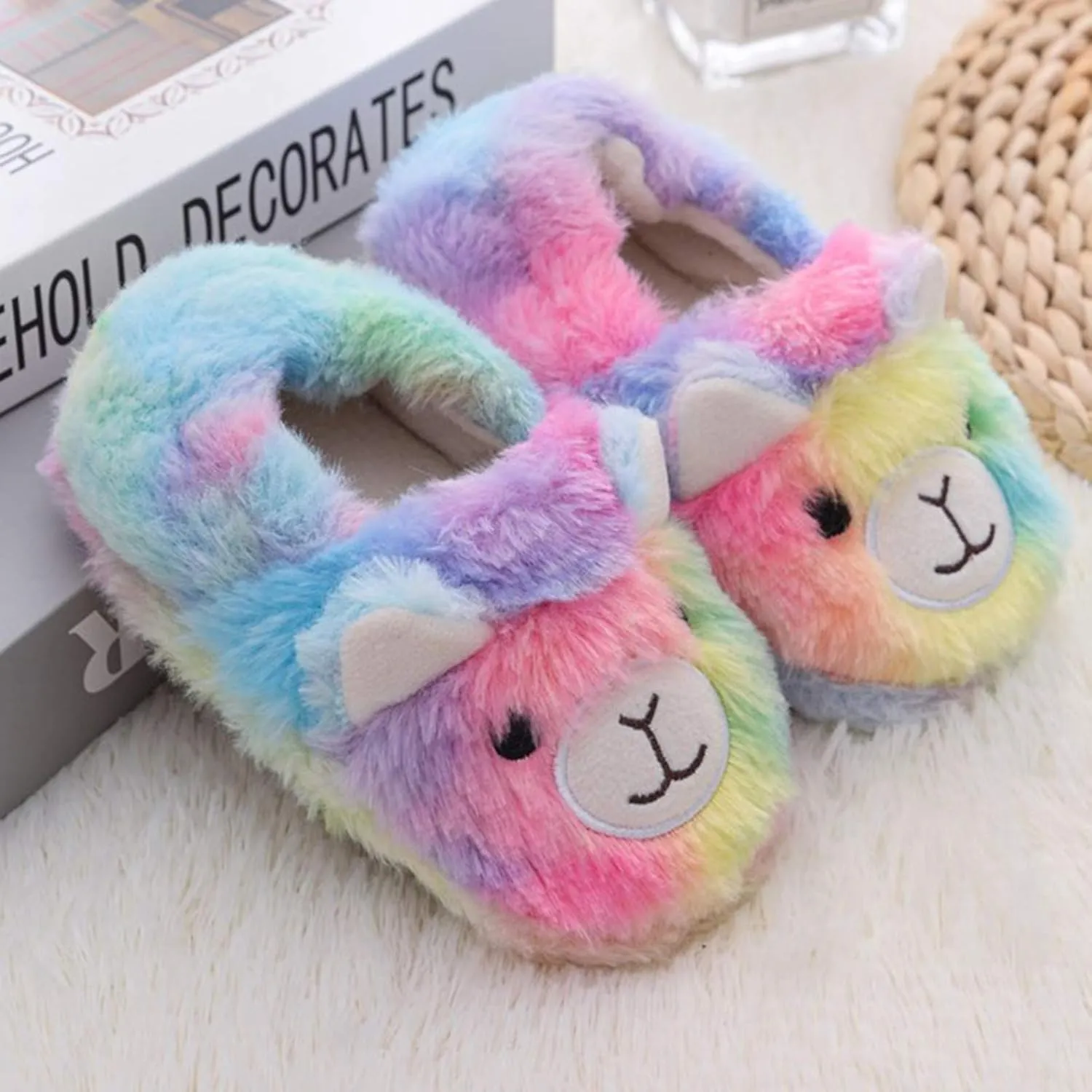 XIMIN Toddler Kids Baby Warm Shoes Boys Girls Cartoon Soft-Soled Slippers Soft Sole Anti-slip Slippers Lightweight Shoes