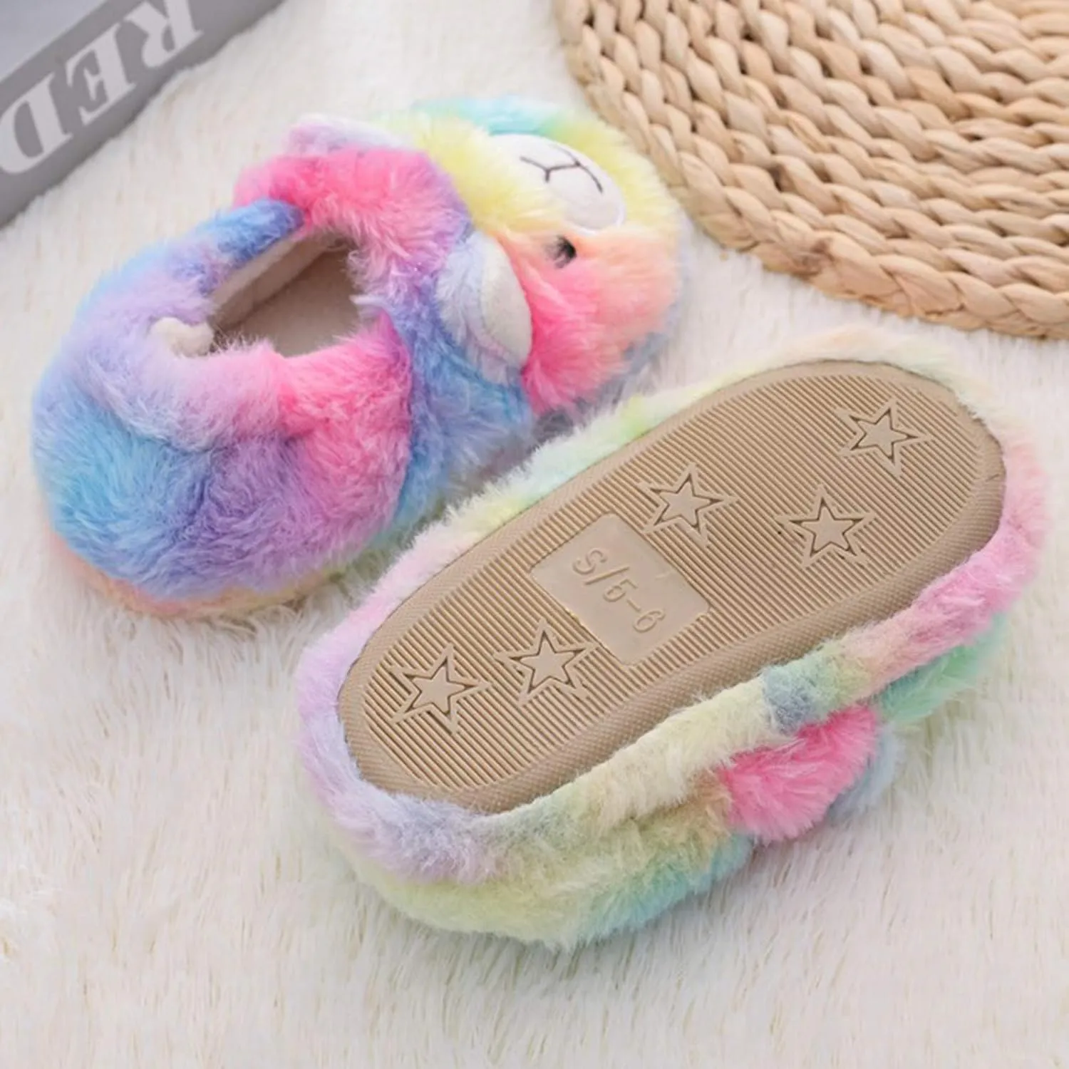 XIMIN Toddler Kids Baby Warm Shoes Boys Girls Cartoon Soft-Soled Slippers Soft Sole Anti-slip Slippers Lightweight Shoes