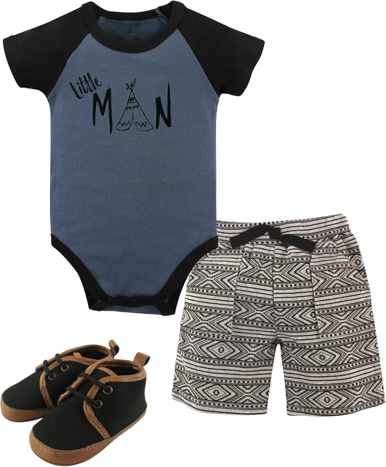 Yoga Sprout Bodysuit, Shorts and Shoes Set, 3 Piece