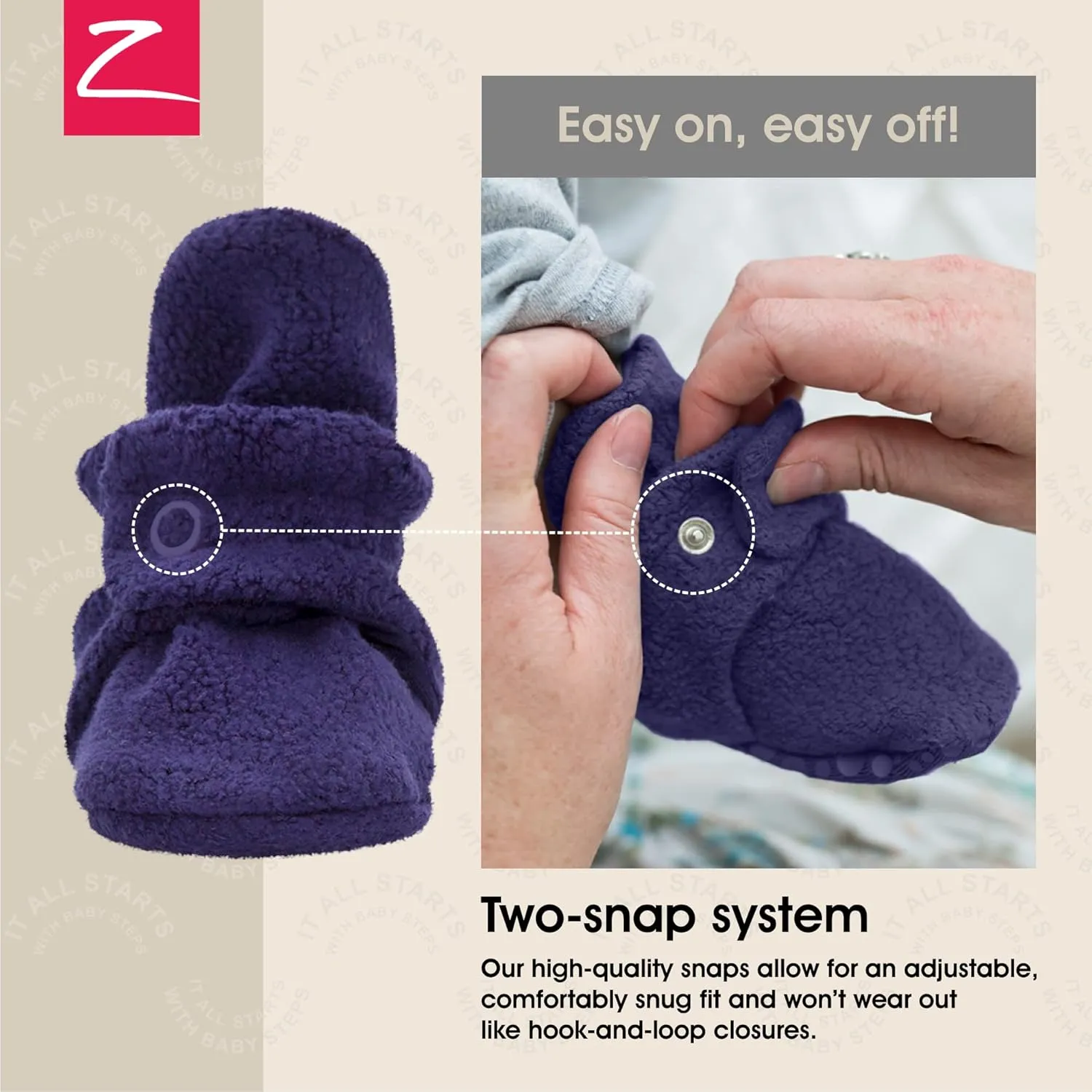 Zutano Unisex Fleece Baby Booties with Organic Cotton Lining, Newborn Essentials